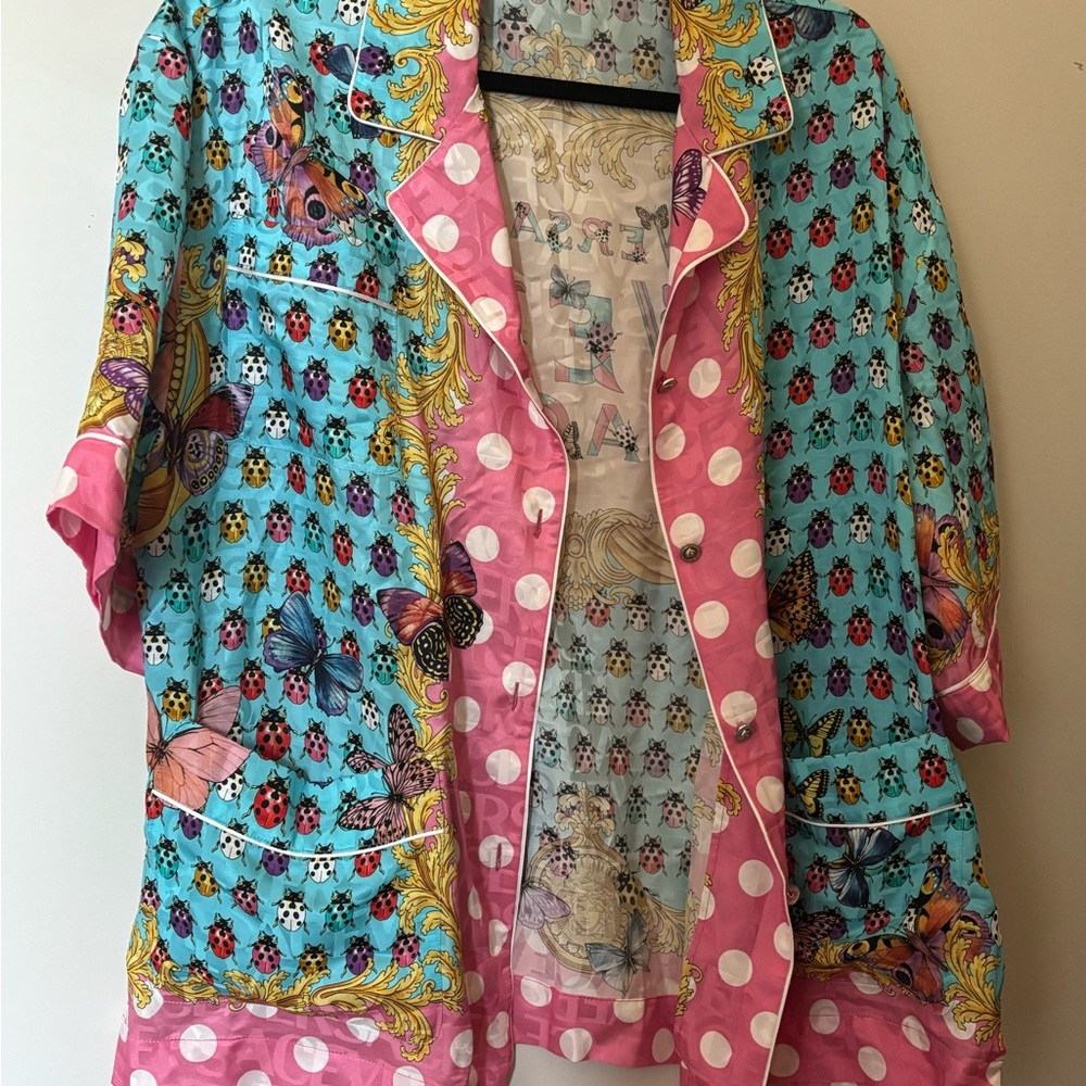 Versace Multicolor Ladybug Print Shirt